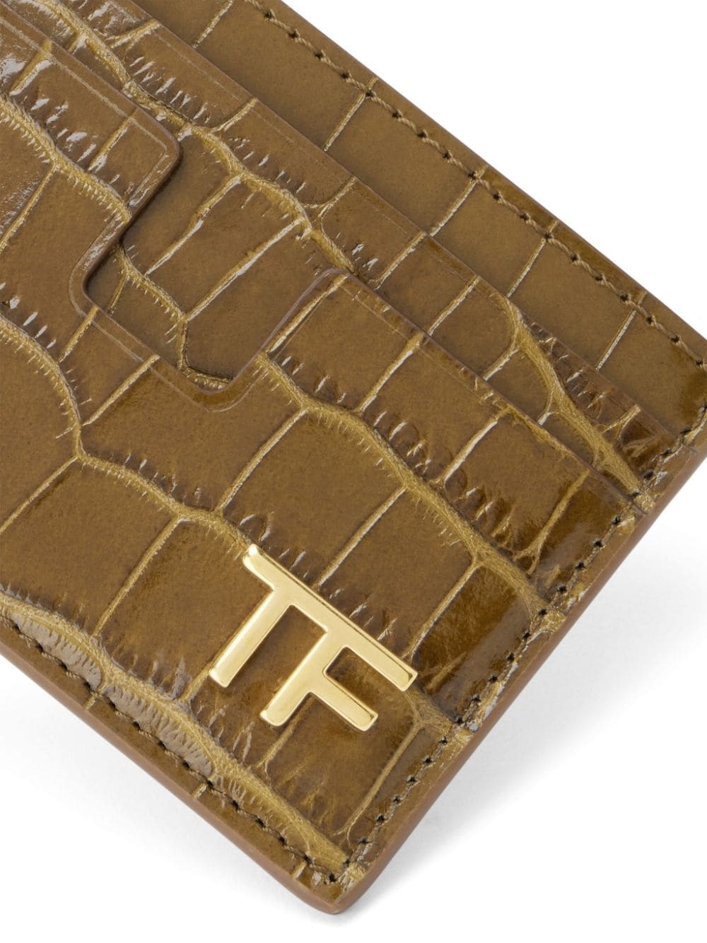 logo-plaque crocodile-effect cardholder - 4