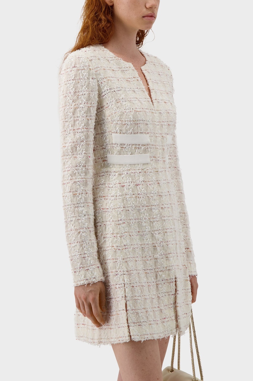 Long Sleeve Boucle Mini Dress - 5