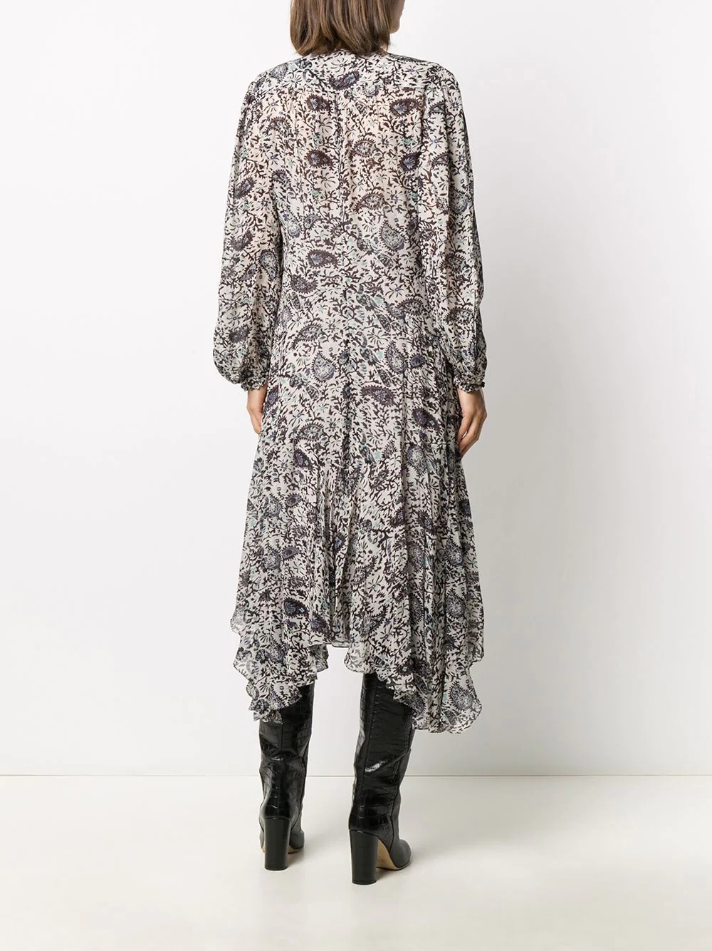 handkerchief-hem paisley midi dress - 4