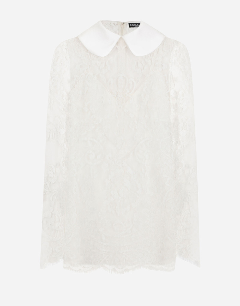 Short lace dress with satin neck 1