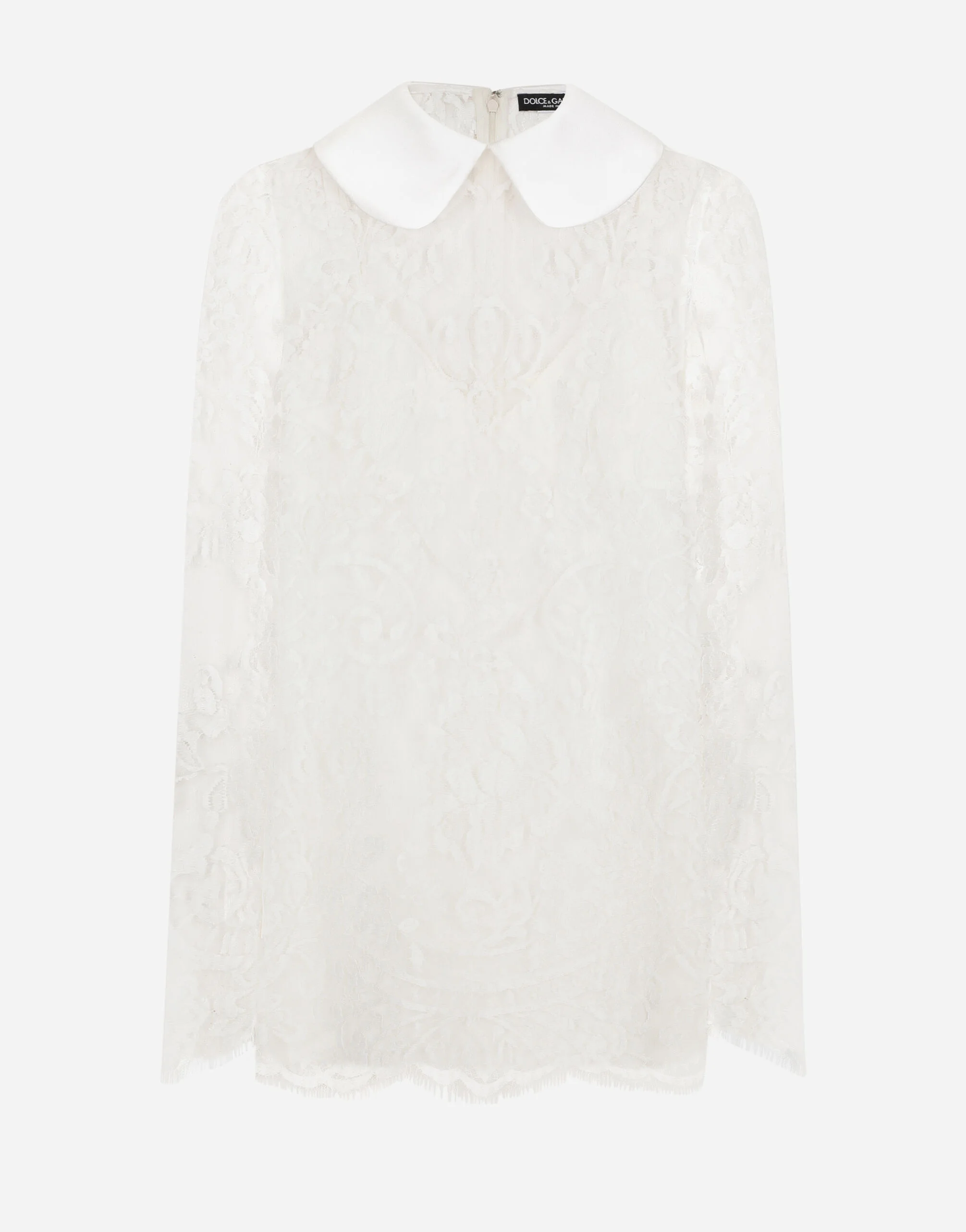 Short lace dress with satin neck - 1