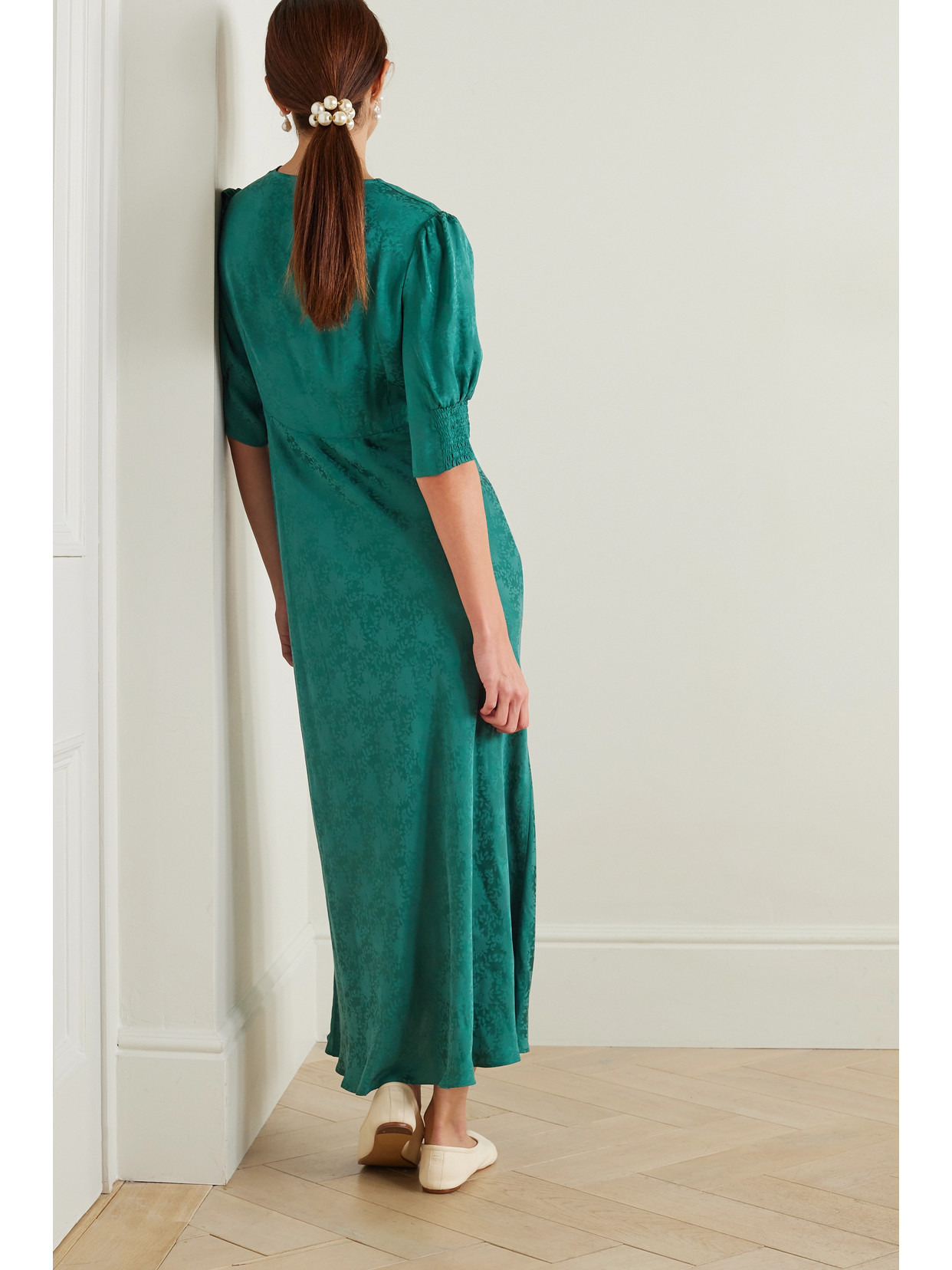 Zadie Satin-jacquard Midi Dress - 3