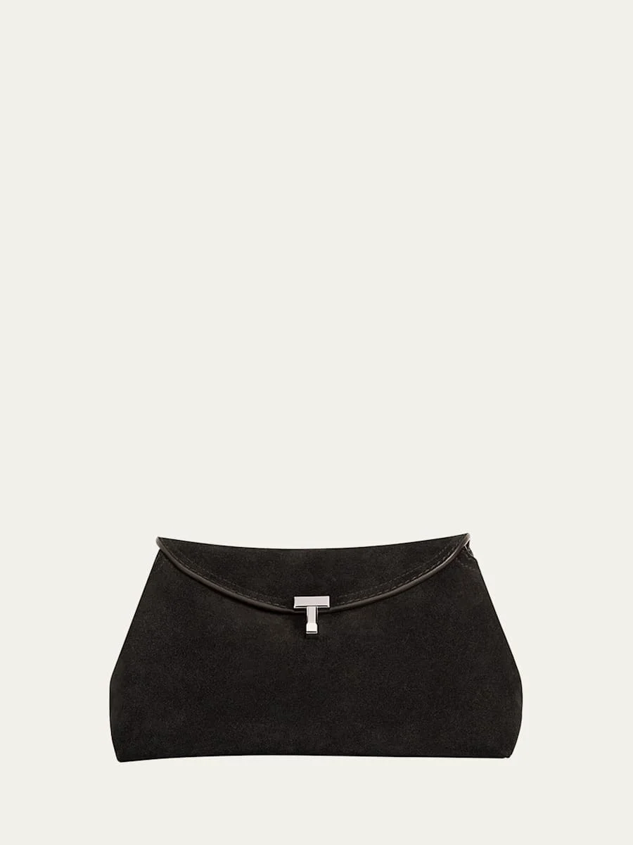 T-Lock Clutch Bag in Suede - 1