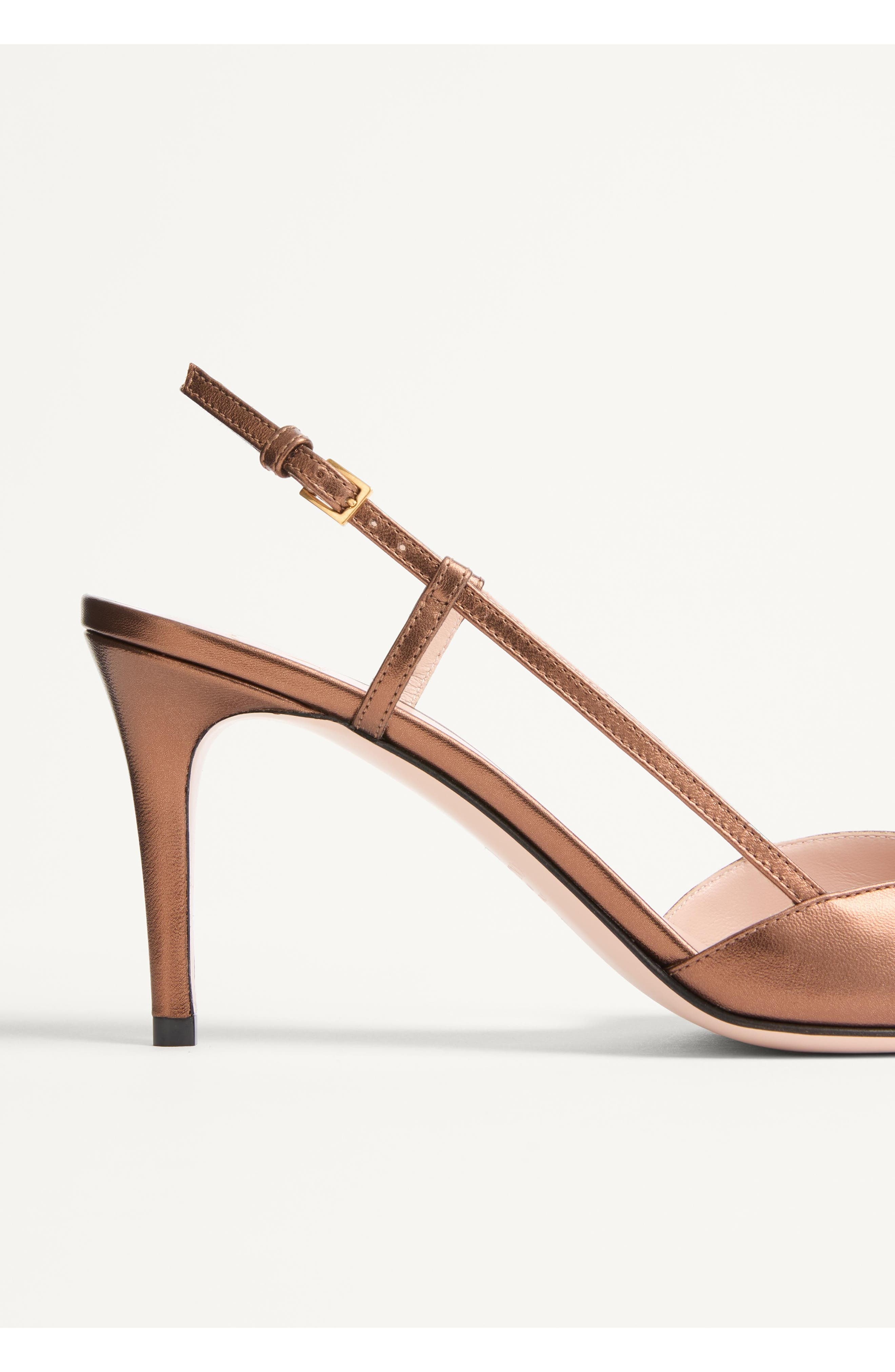 Valentino Garavani VLOGO Signature Metallic Slingback Pump in Bronze at Nordstrom - 7