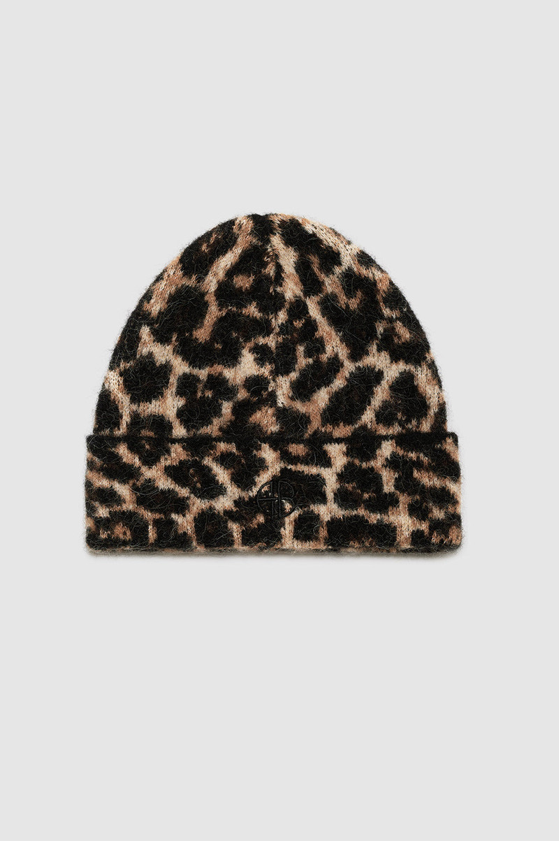 Elia Beanie - Black And Brown Leopard 1