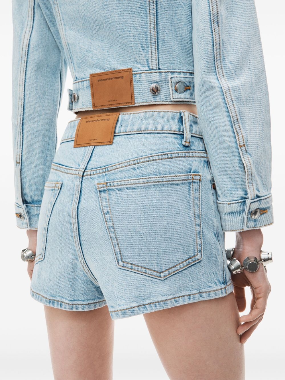 mid-rise denim skort - 5