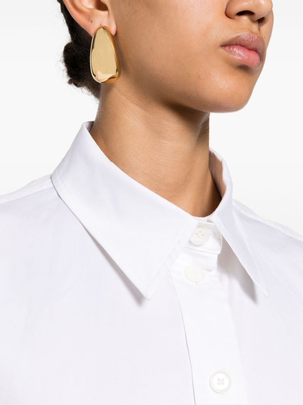 draped-detail cotton shirt - 5