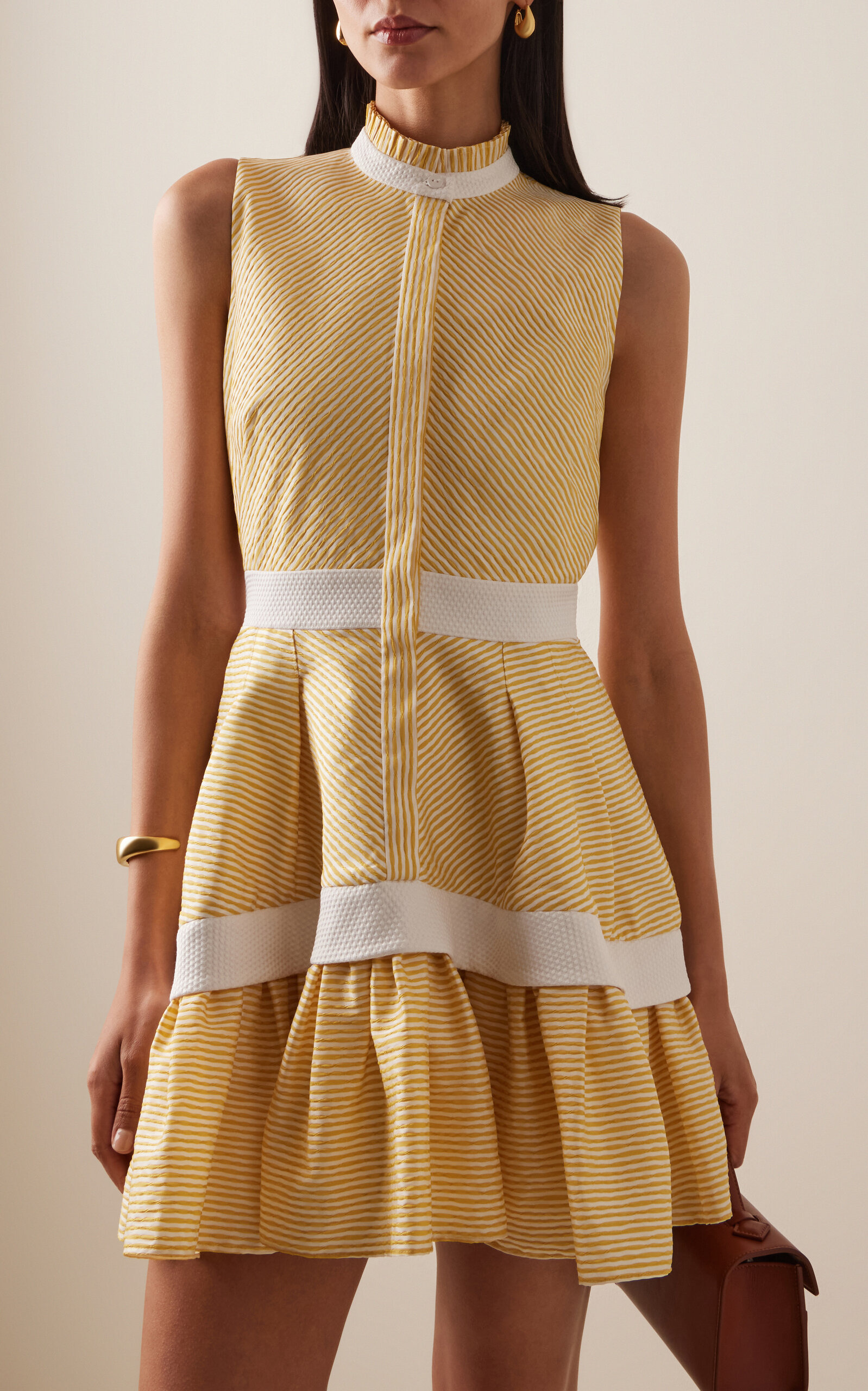Natacha Herringbone Mini Shirt Dress yellow - 3