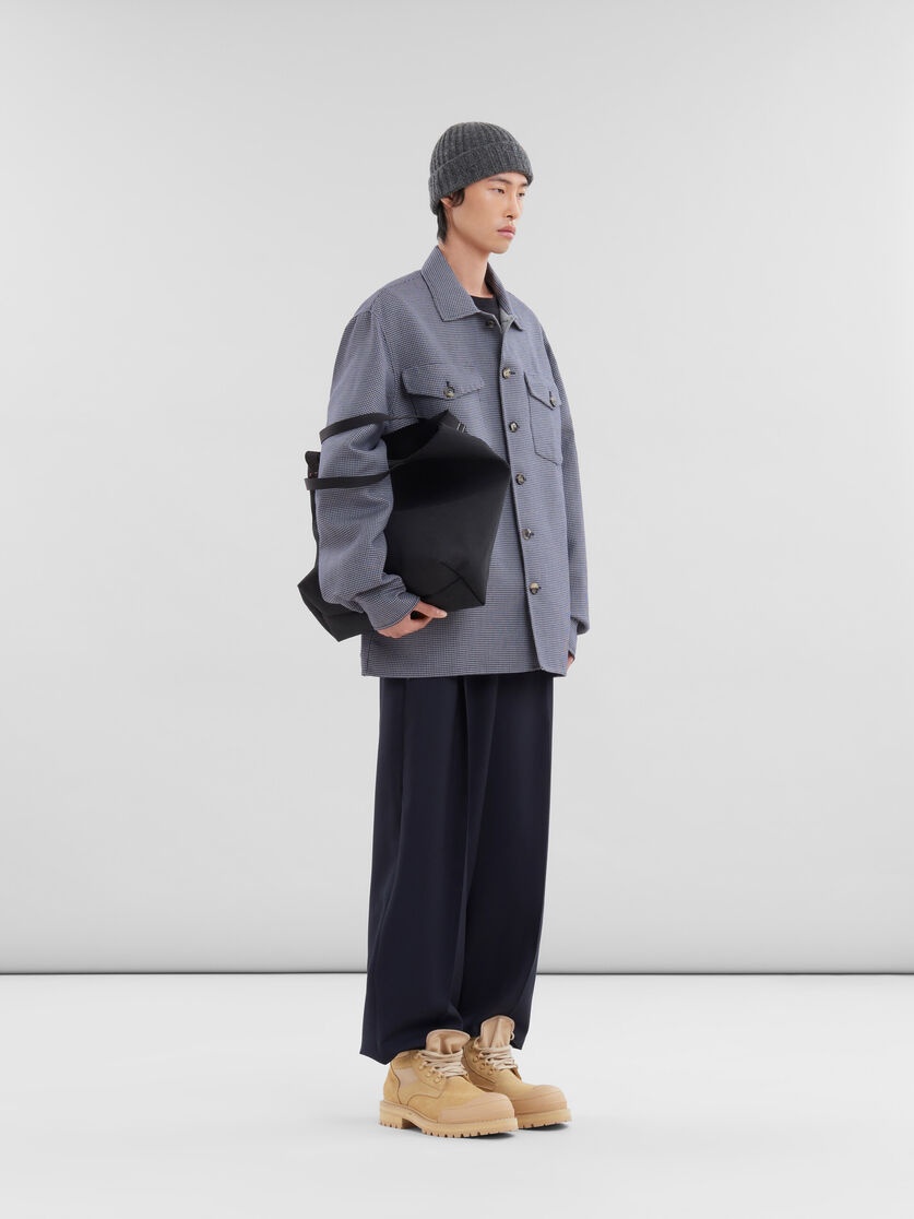 DEEP BLUE TROPICAL WOOL PLEATED TROUSERS - 5