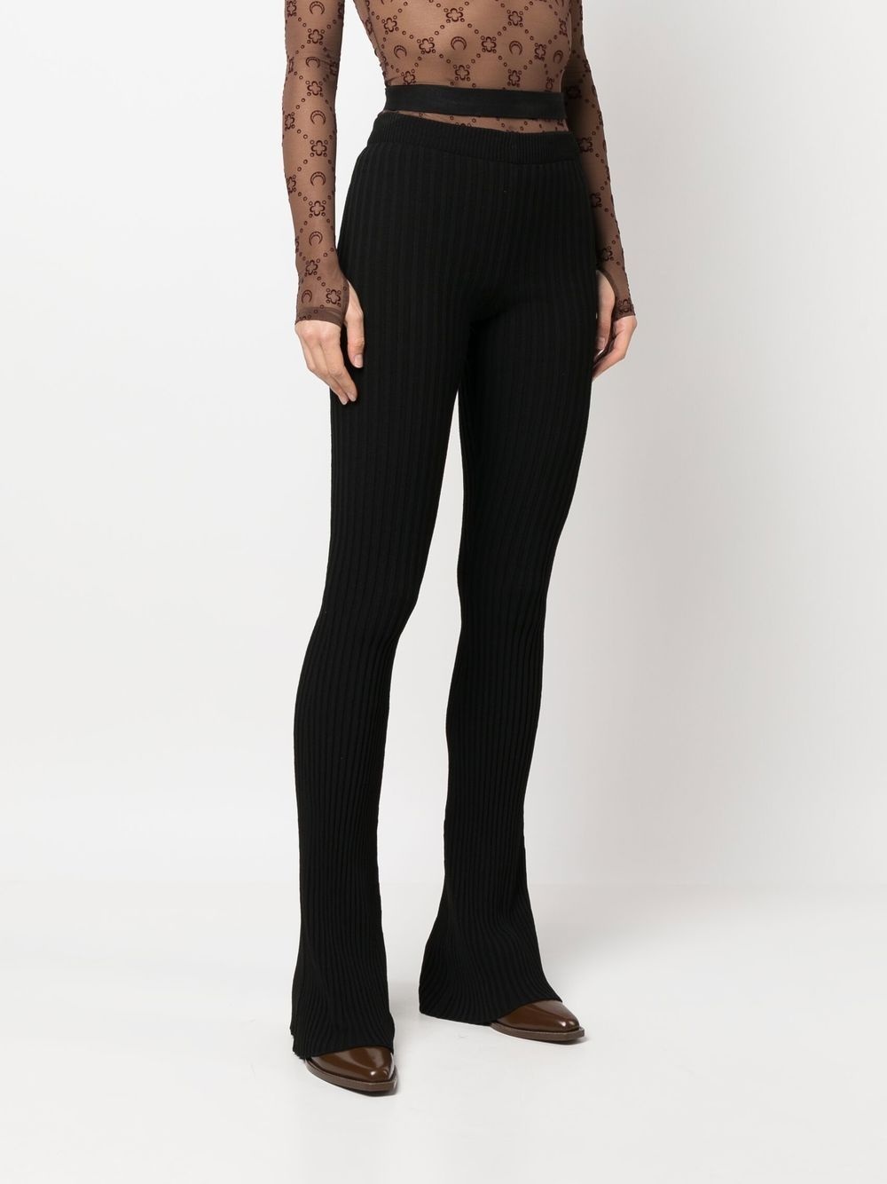 cut-out ribbed-knit trousers - 3