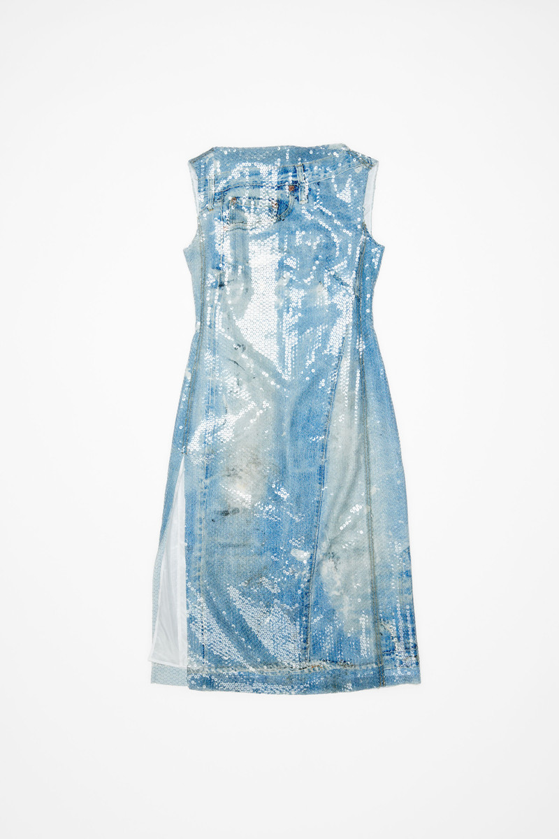 Printed sequin dress - Mid blue - 1