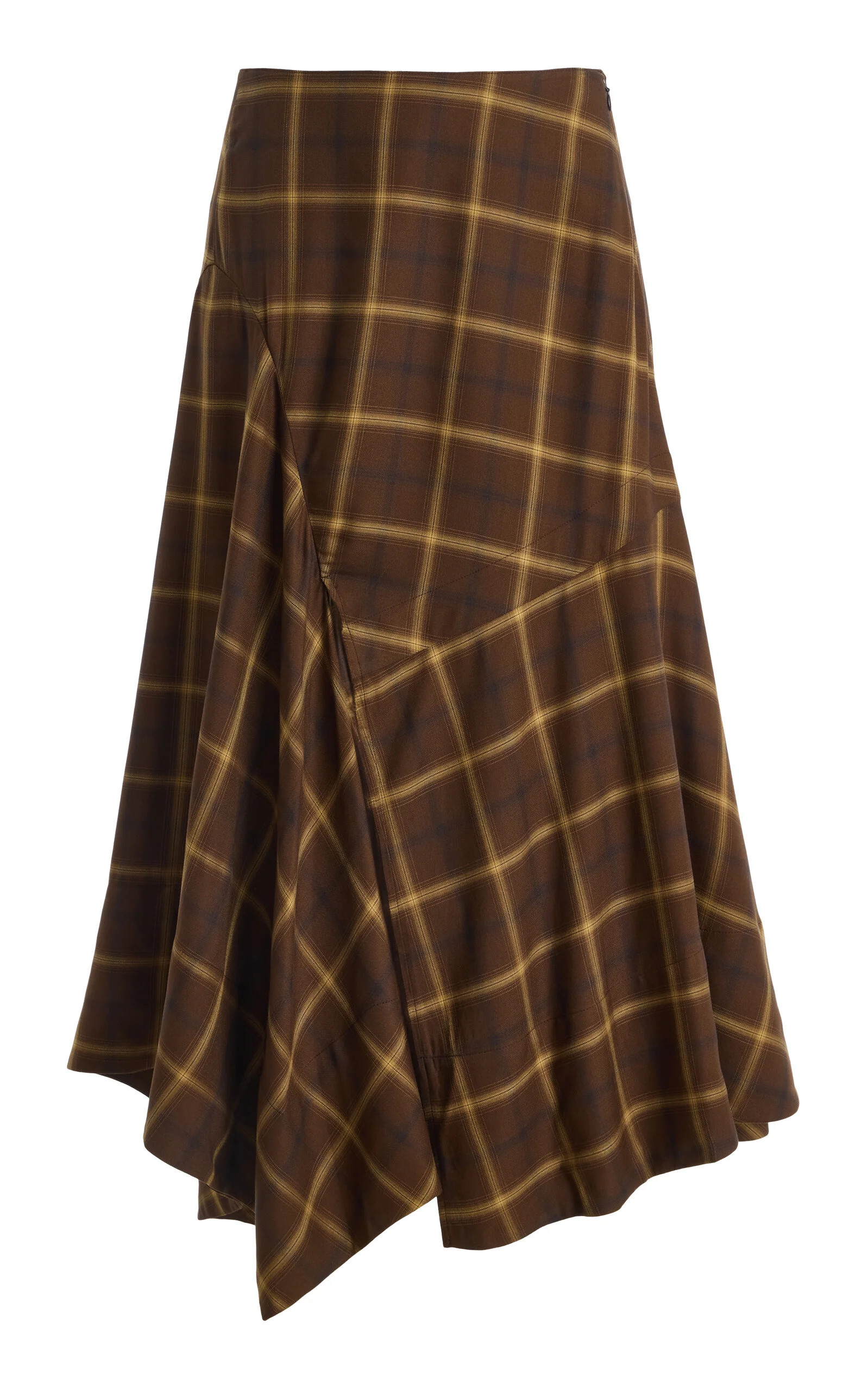 Asymmetric Check Plaid Full Skirt - 1