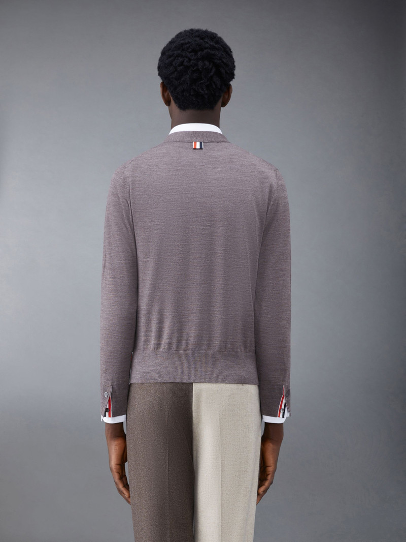 Thom Browne Fine Merino Jersey Stripe Relaxed V-Neck Cardigan outlook