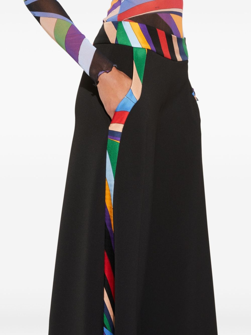 Iride-print trim palazzo trousers - 5