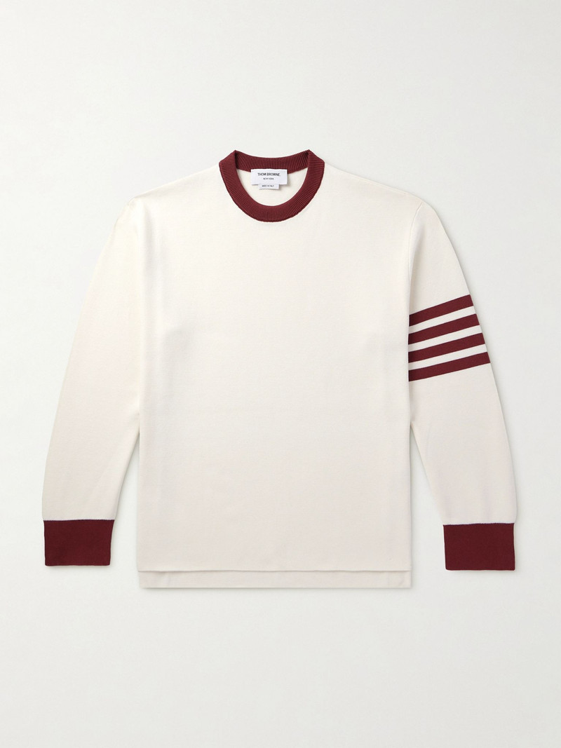 Striped Cotton Sweater White 1