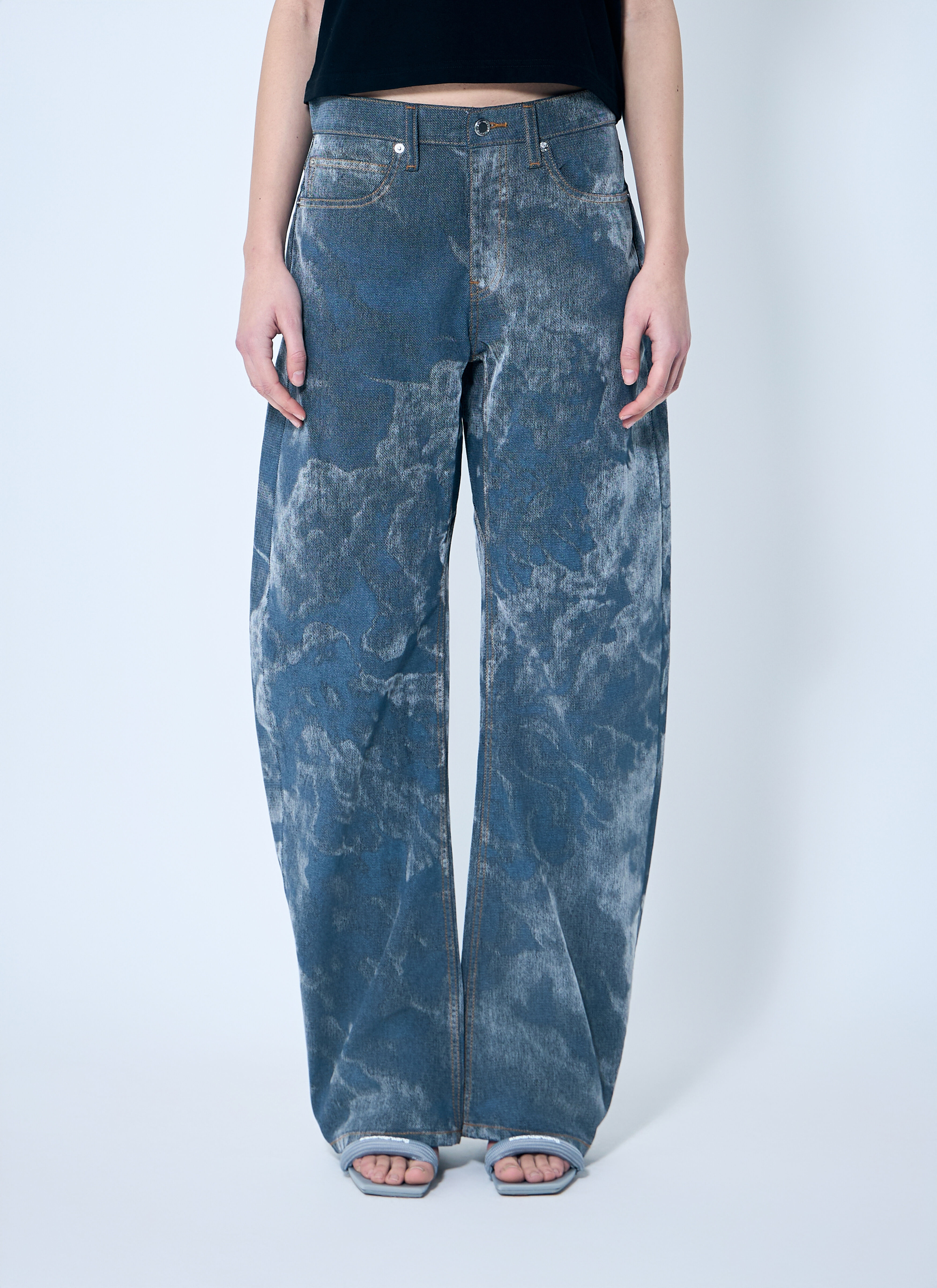 Low Rise Clouding Flocking Jeans - 1