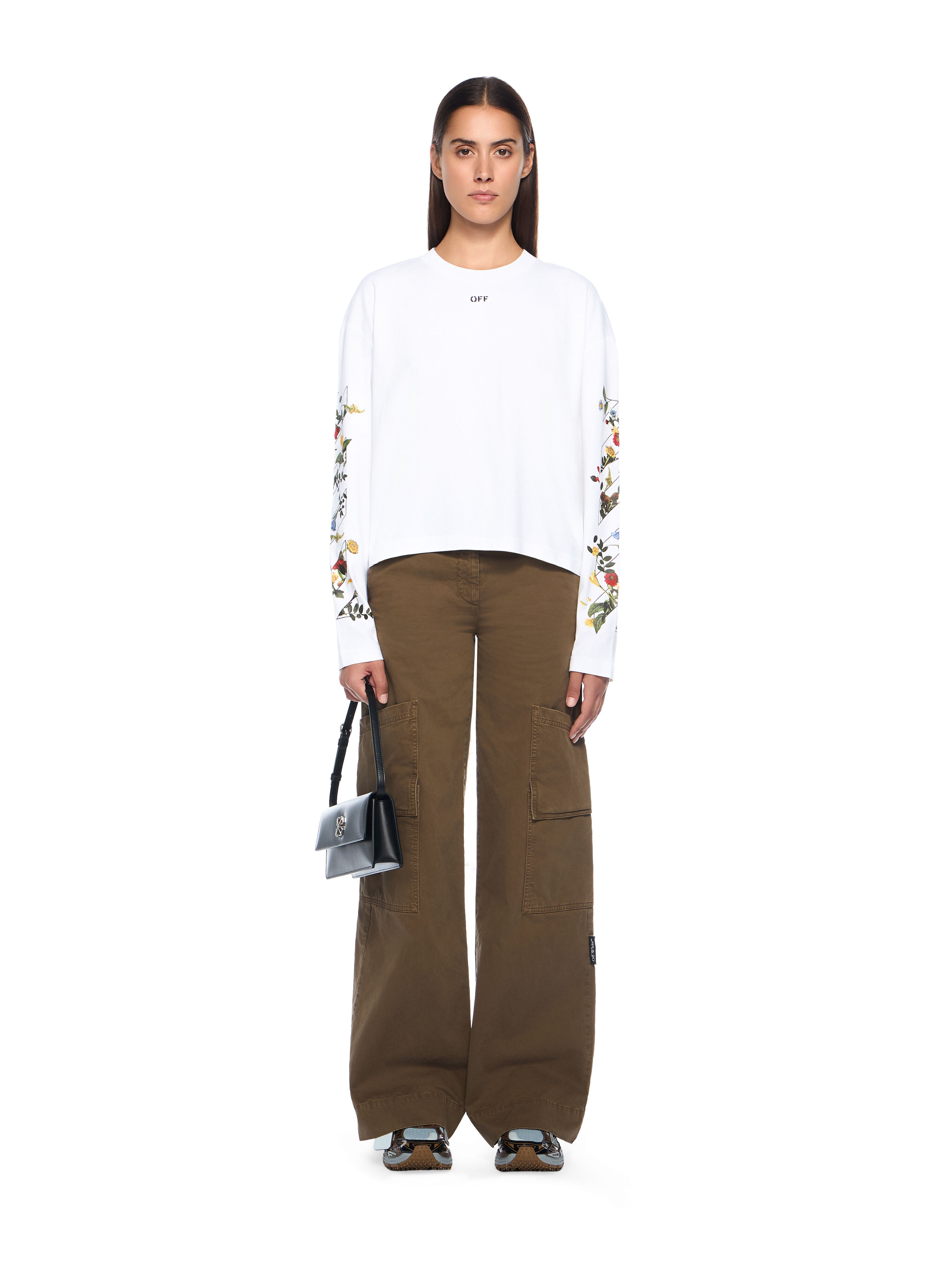 Embroidered Flowers Arrow Long Sleeve T-Shirt - 2