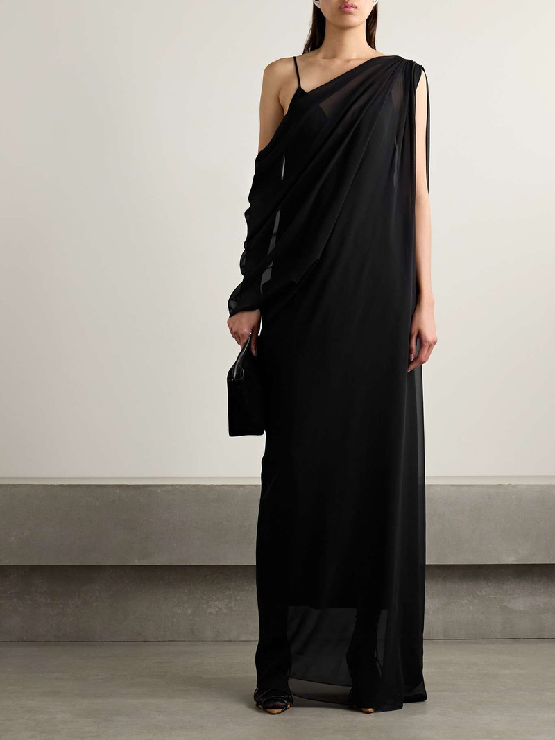 KHAITE Taj one-shoulder layered draped silk-chiffon maxi dress outlook