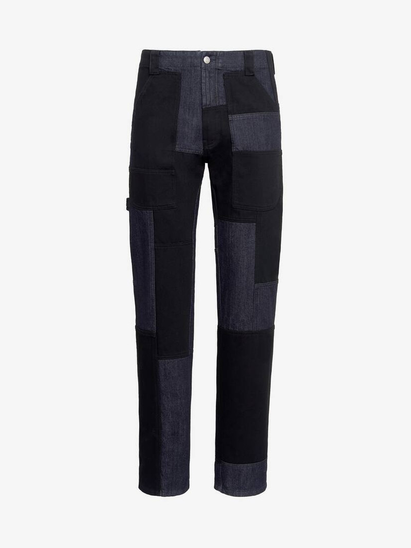 Men's Patchwork Workwear Jeans in Indigo/black 1