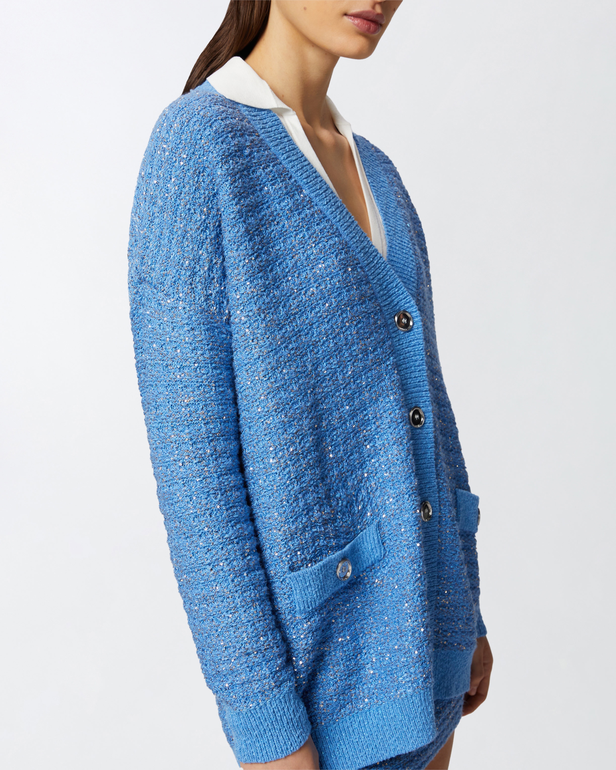 METALLIC MAT CARDIGAN WITH SEQUINS - 5