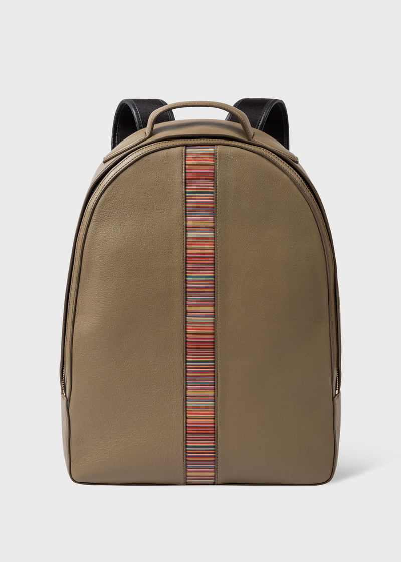 Leather 'Signature Stripe' Backpack 1
