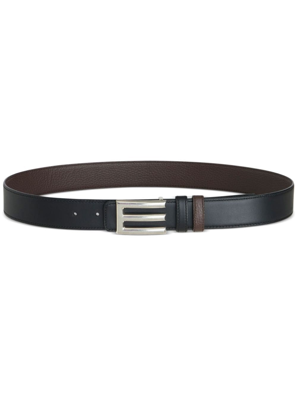 logo-buckle leather belt - 1