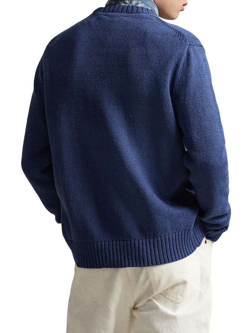 Men's Polo Bear Linen-Cotton Sweater - Light Navy 4