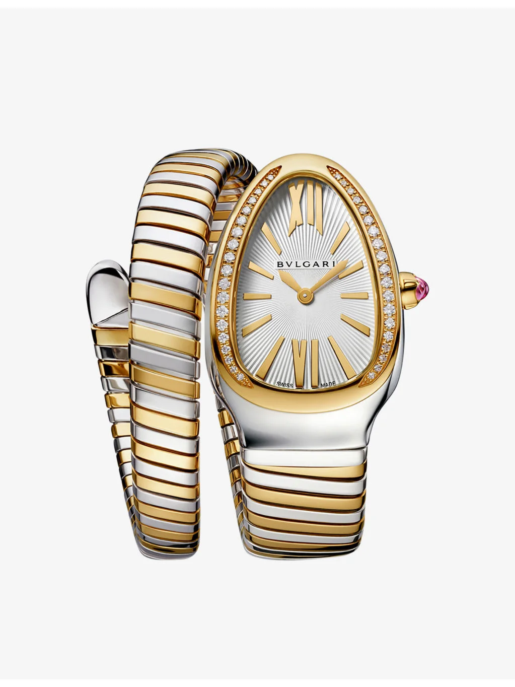 BR858992 Serpenti Tubogas 18ct yellow-gold, stainless steel and brilliant-cut diamond quartz watch - 1