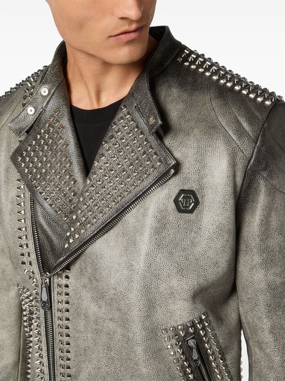 leather biker jacket - 4