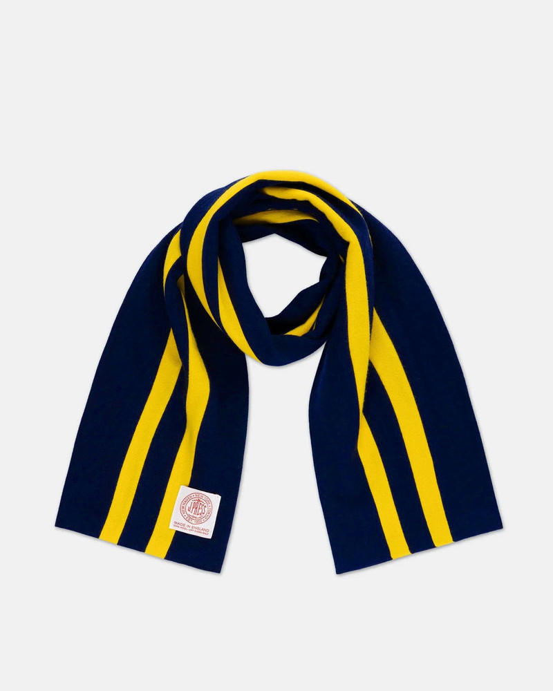 J. PRESS MADE-IN-ENGLAND NAVY & YELLOW WOOL SCHOOLBOY MUFFLER outlook