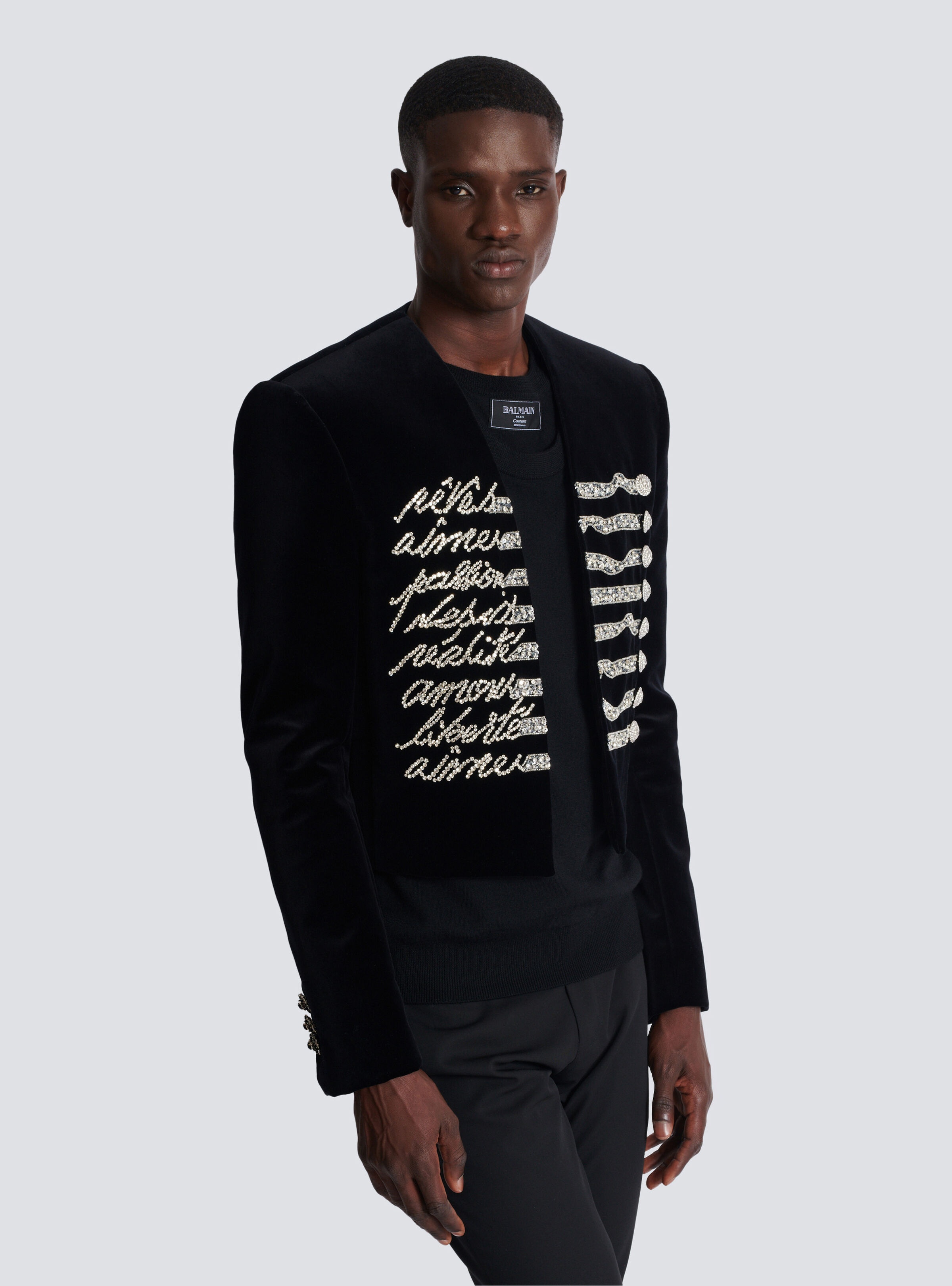 Cropped velvet jacket with "Love Letter" embroidery - 6