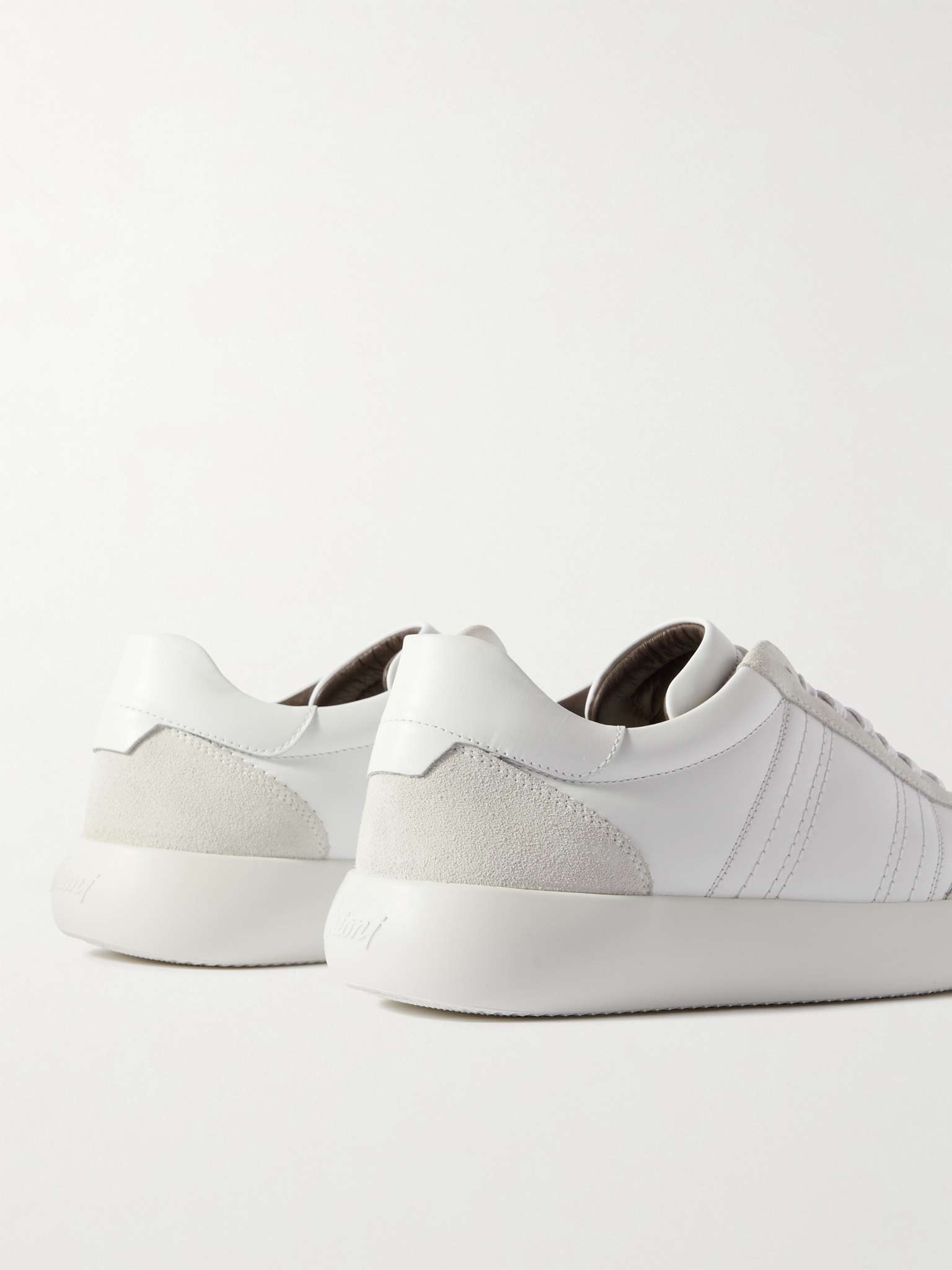 Suede-Trimmed Leather Sneakers - 5