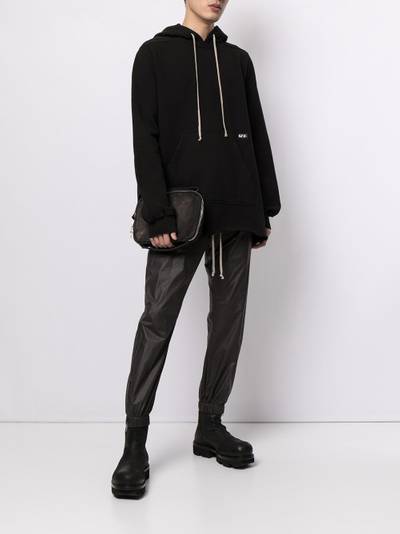 Rick Owens DRKSHDW logo-patch raw-edge hoodie outlook