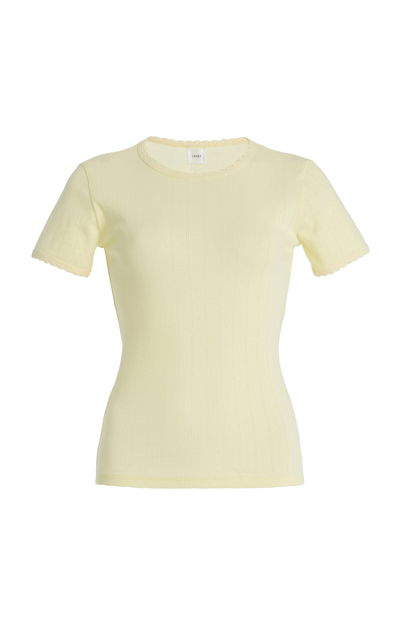 Pointelle-Knit Cotton T-Shirt yellow - 1