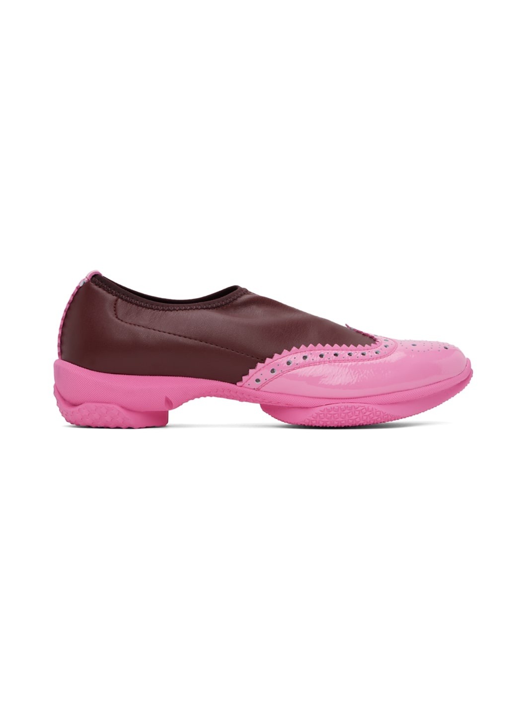 Burgundy & Pink Sonia Slip On Brogues - 1