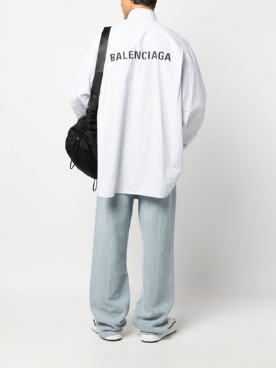 BALENCIAGA striped logo-print cotton shirt outlook