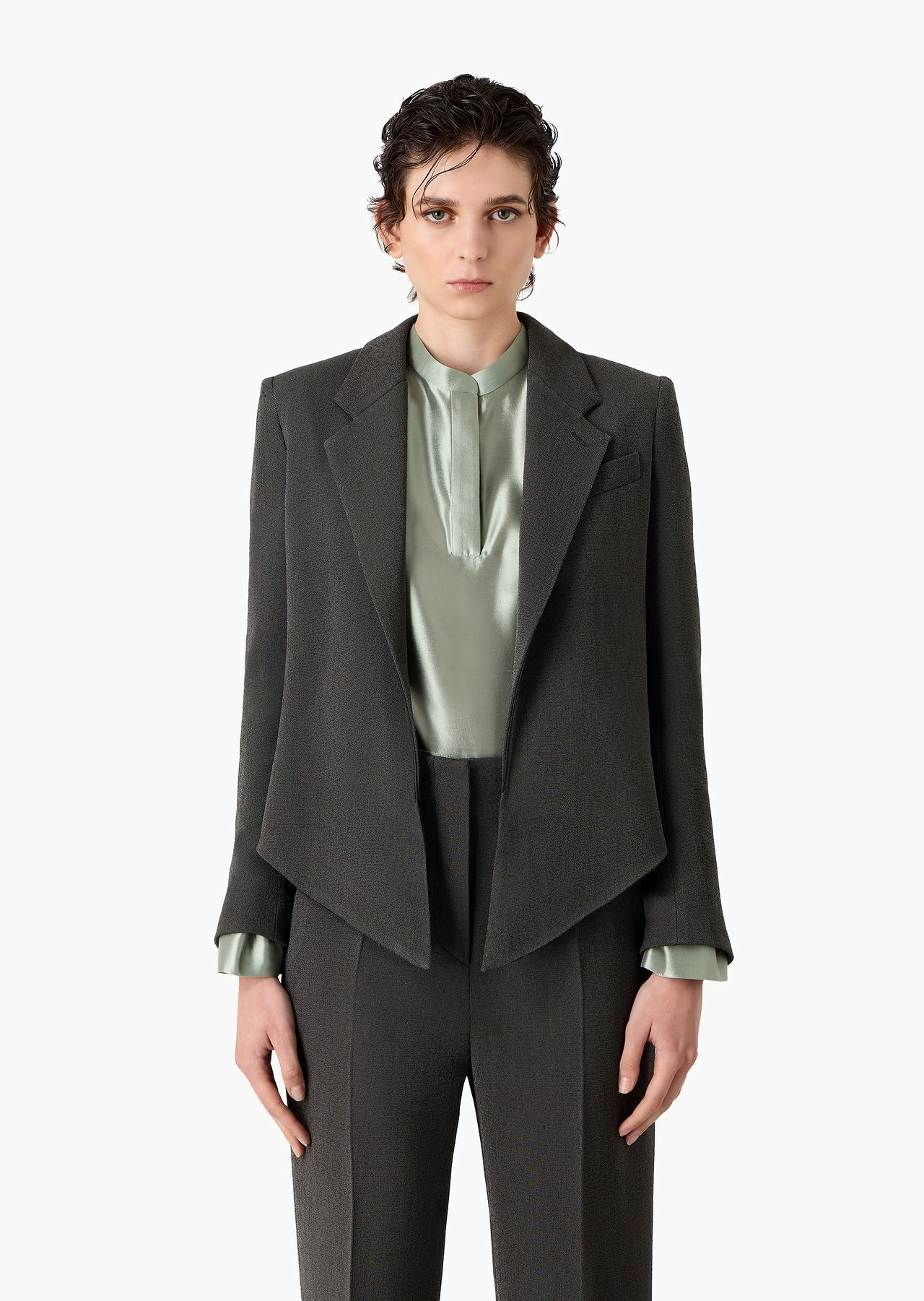 Single-breasted jacket in stretch viscose - 2