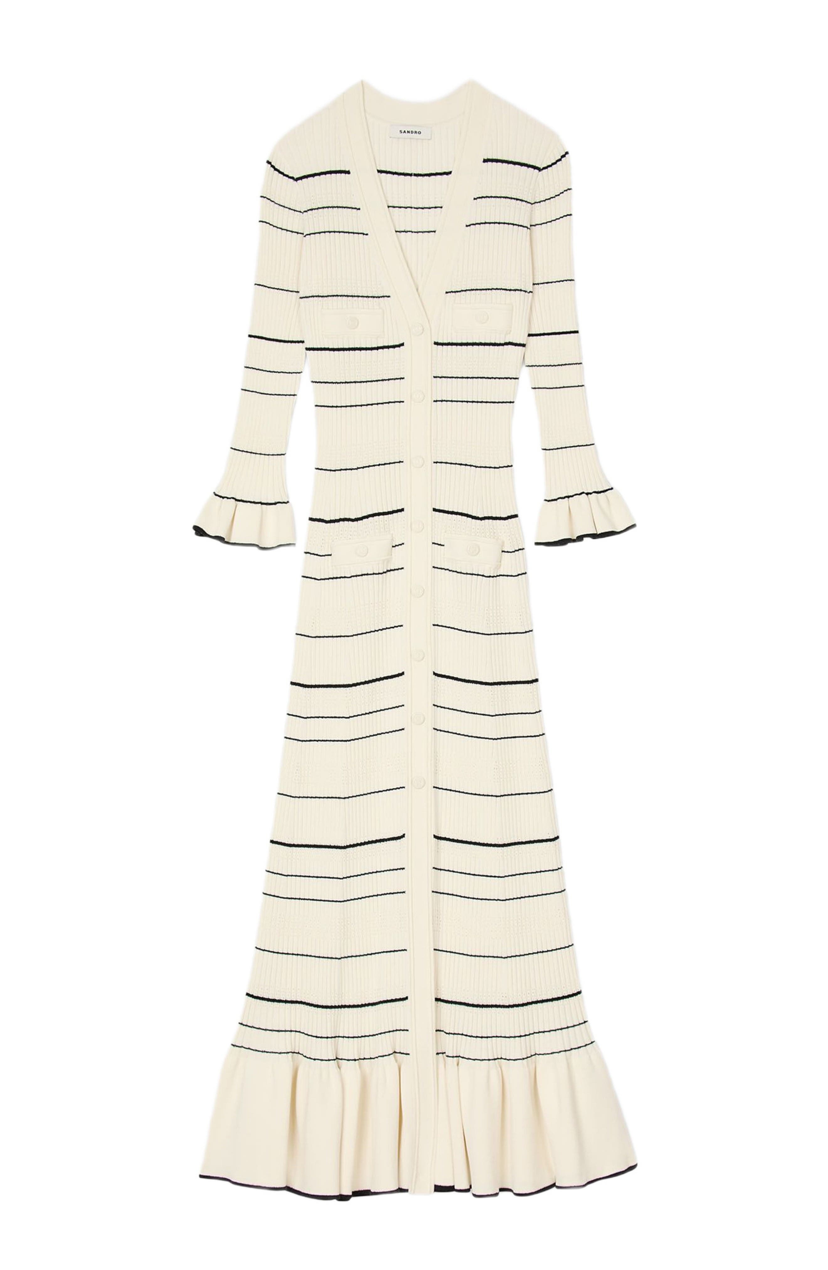 SANDRO Stripy knit maxi dress in Ecru at Nordstrom - 5