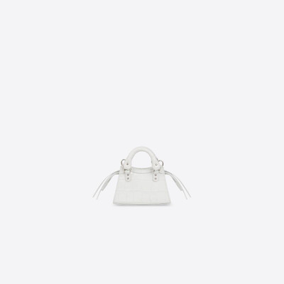 BALENCIAGA Women's Neo Classic Super Nano Handbag Crocodile Embossed in White outlook