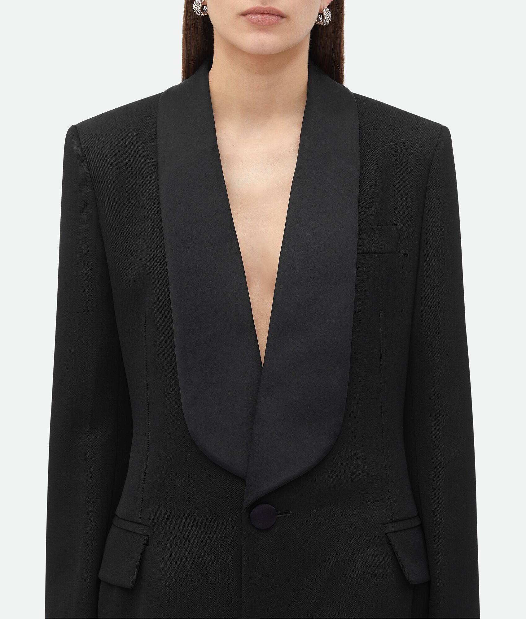 Wool Grain De Poudre Tuxedo Jacket - 5