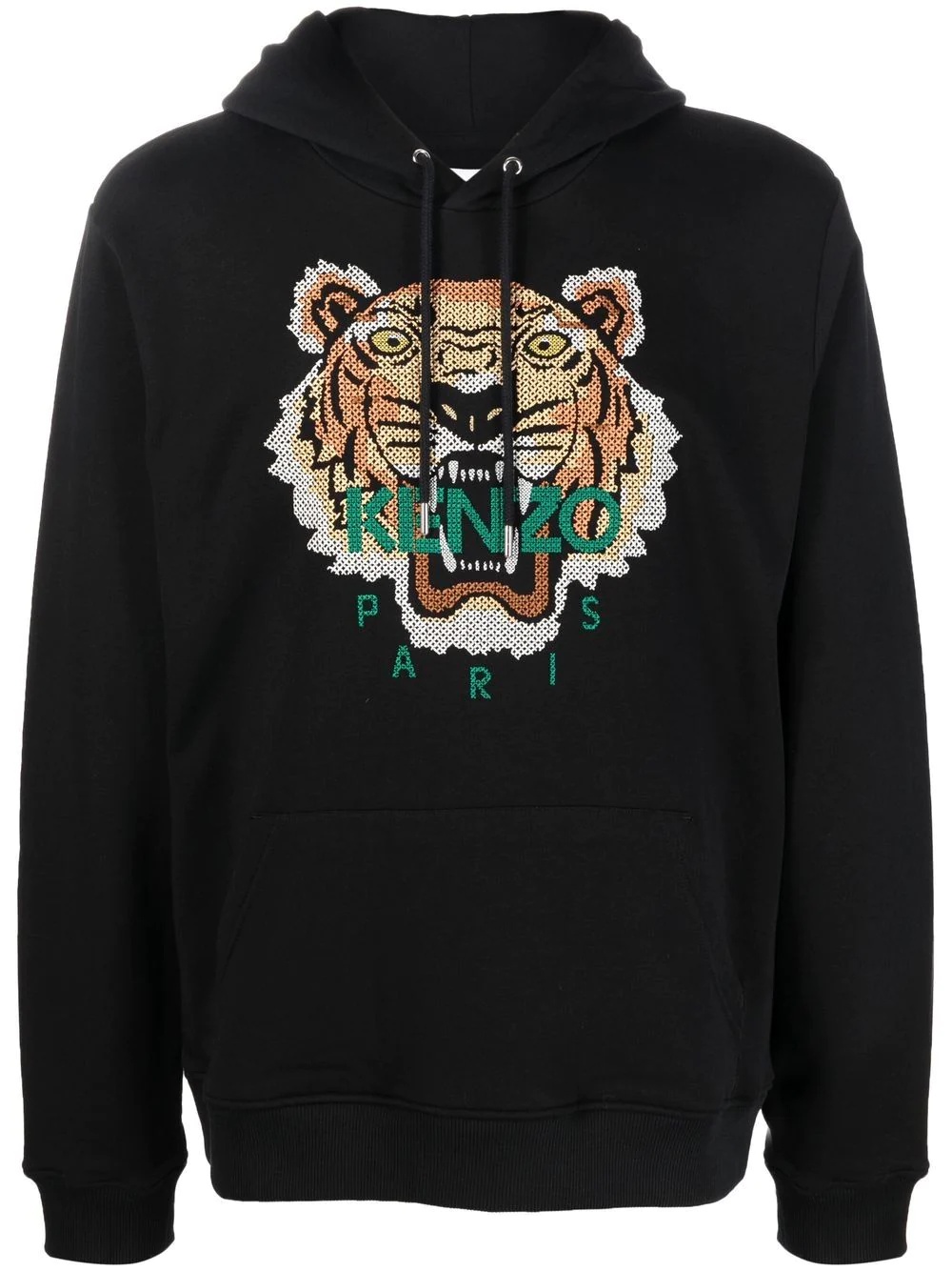 cross stitch tiger logo hoddie - 1