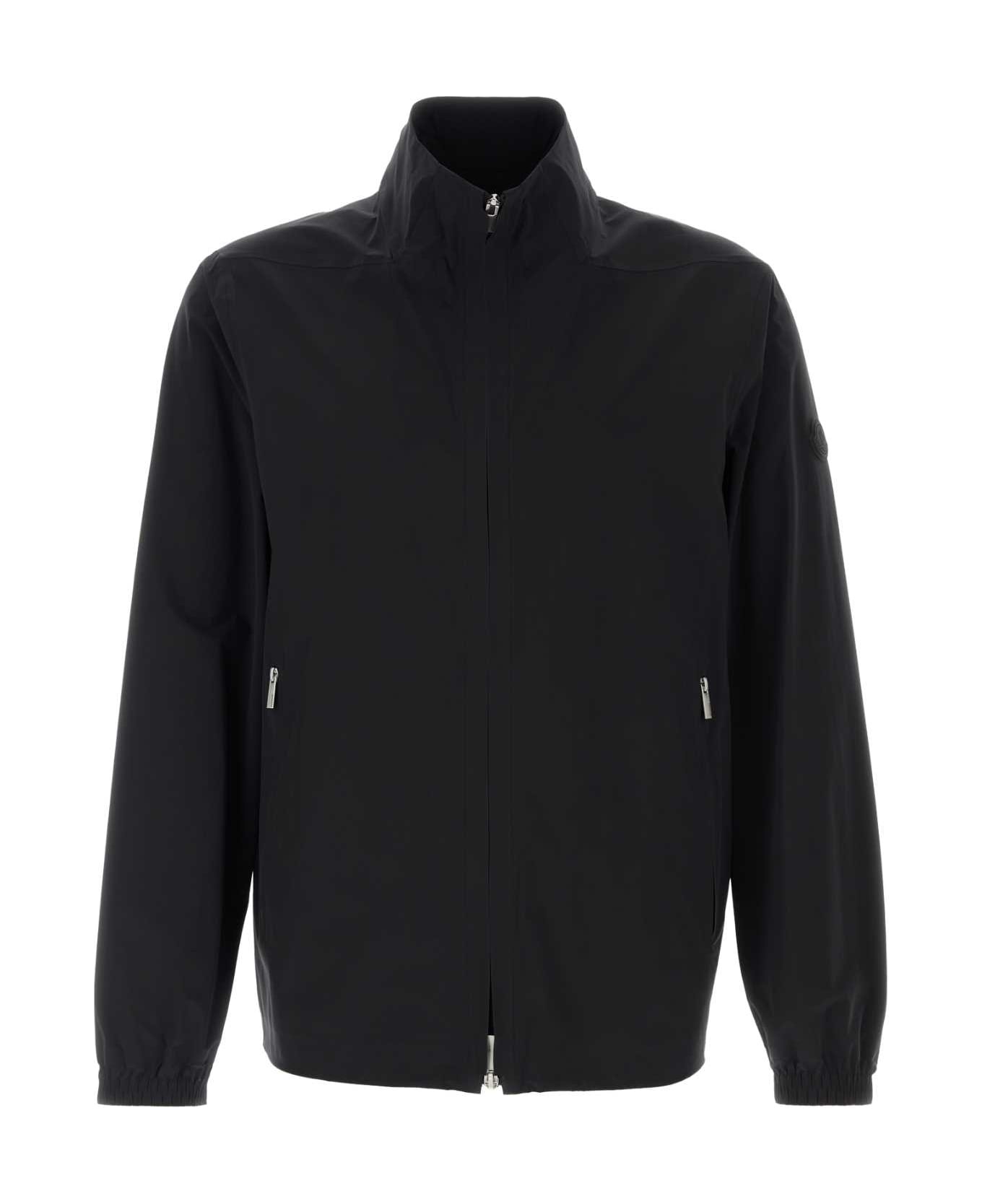Black Stretch Nylon Frene Windbreaker - 1