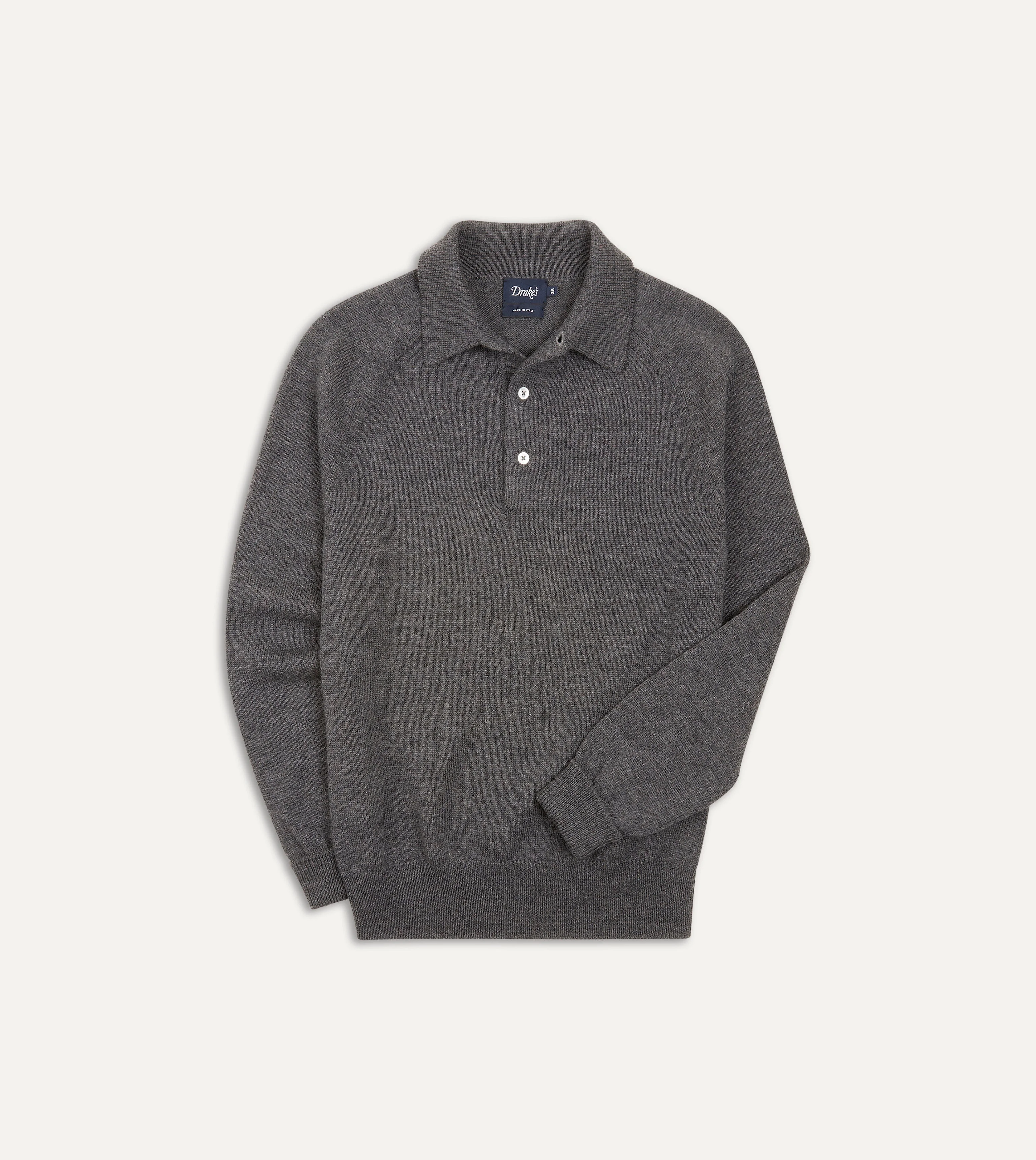 Grey Merino Wool Knitted Polo - 1