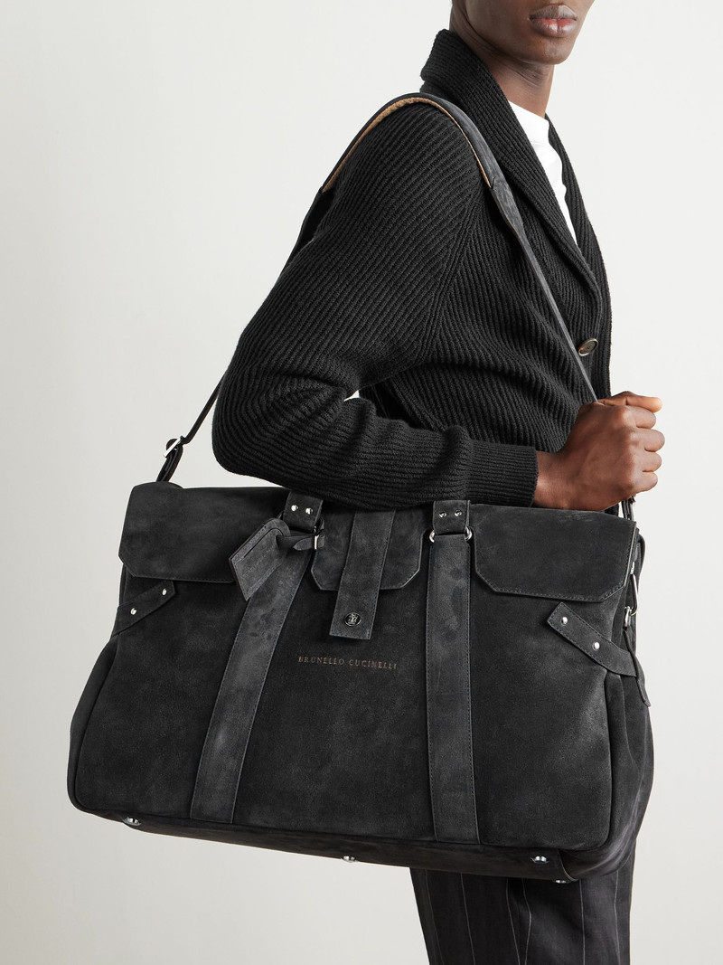 Brunello Cucinelli Suede Weekend Bag Black outlook