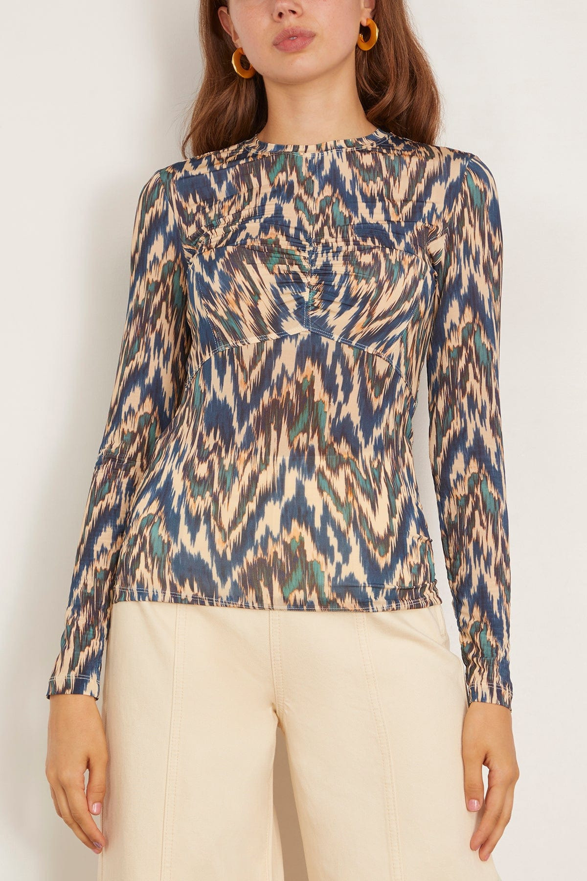 Neri Long Sleeve Ruched Top in Riverslate - 3
