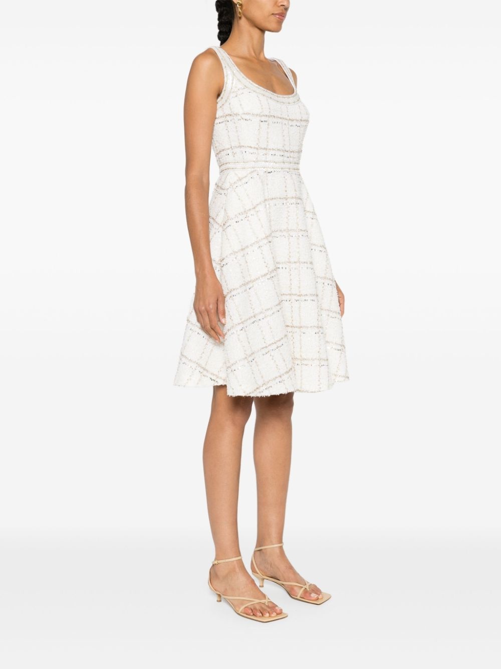 flared bouclé mini dress - 3
