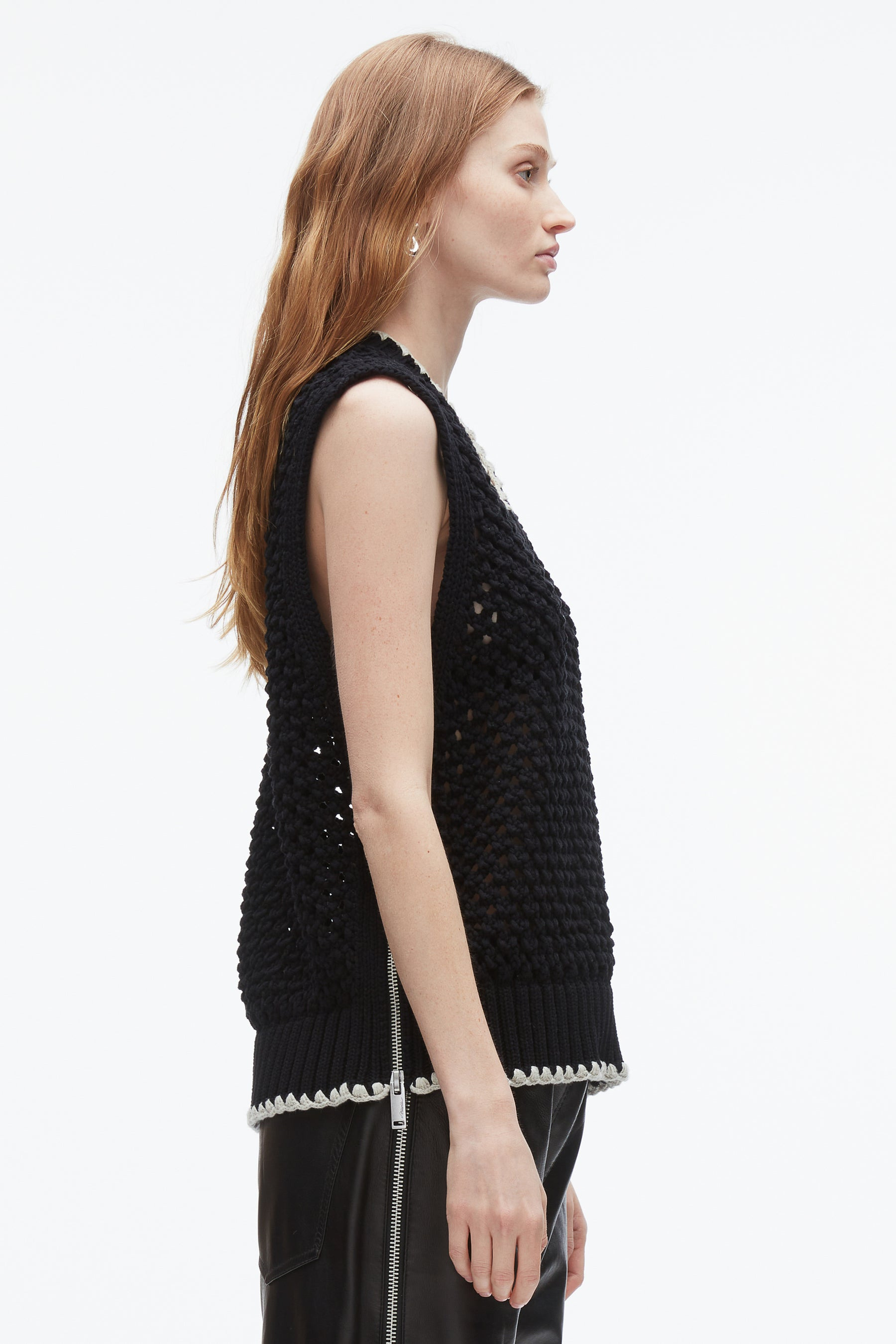 Open Work V-Neck Shell - 3