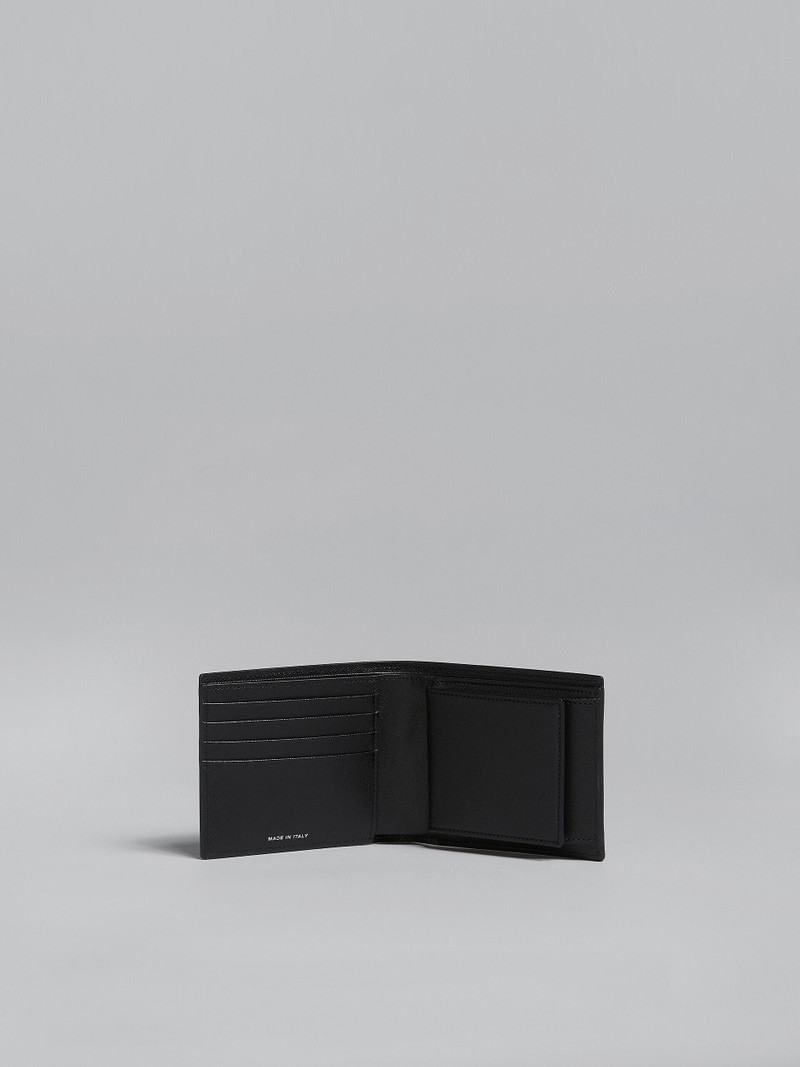Marni BLACK AND BLUE SAFFIANO LEATHER BI-FOLD WALLET outlook