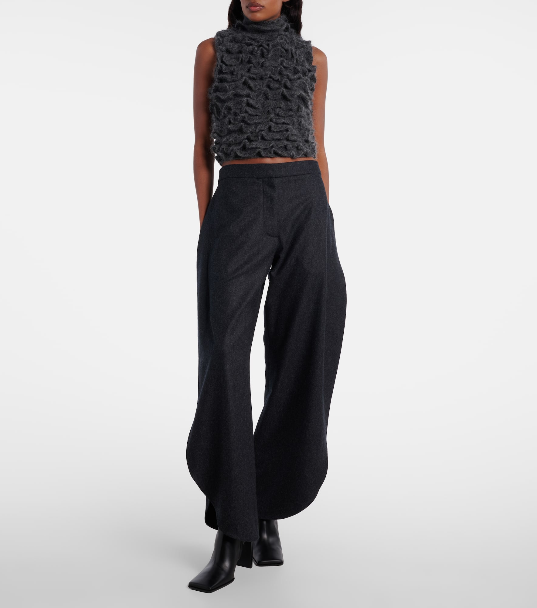 Ruffled mohair-blend turtleneck top - 2