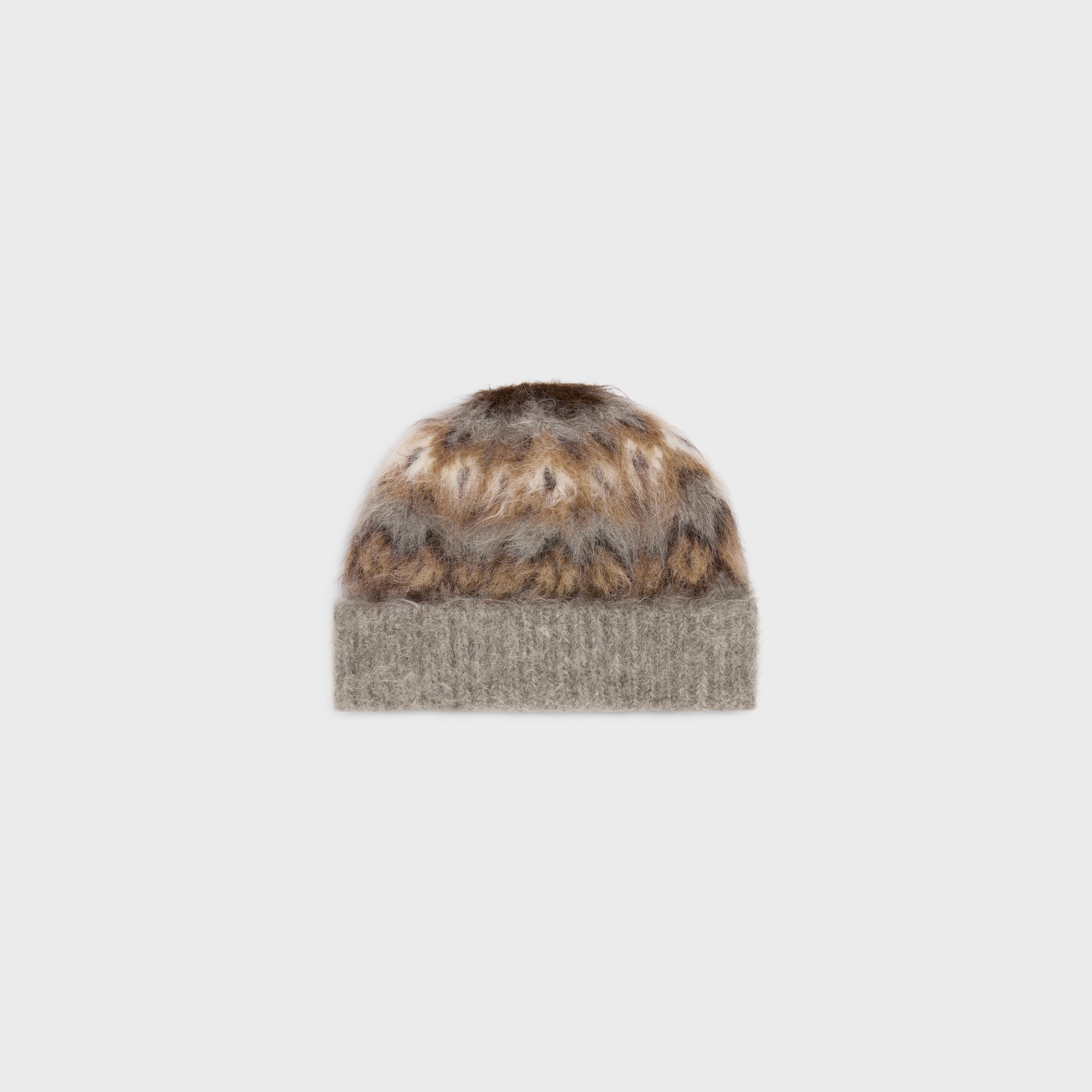 beanie in brushed fair isle alpaca wool - 1